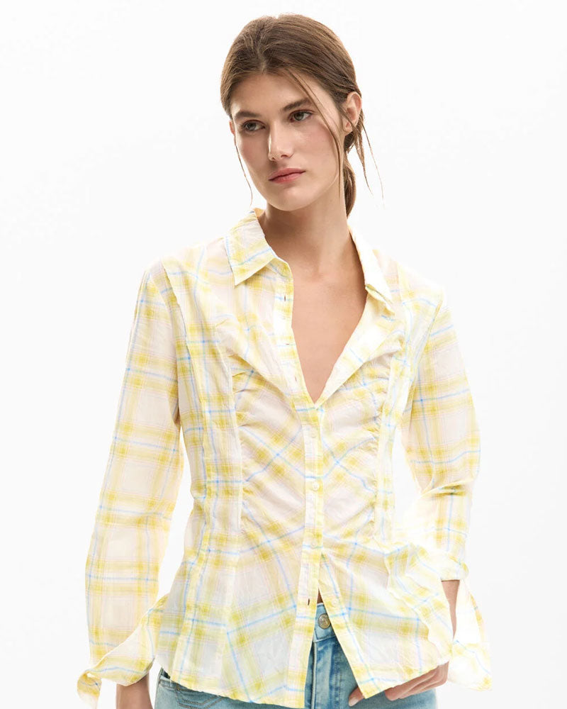 Desigual Camicia a Quadri Colore Giallo
