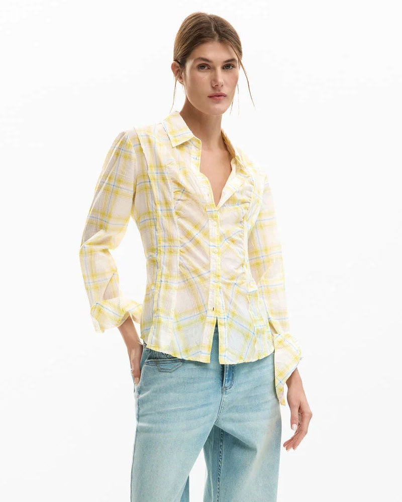 Desigual Camicia a Quadri Colore Giallo