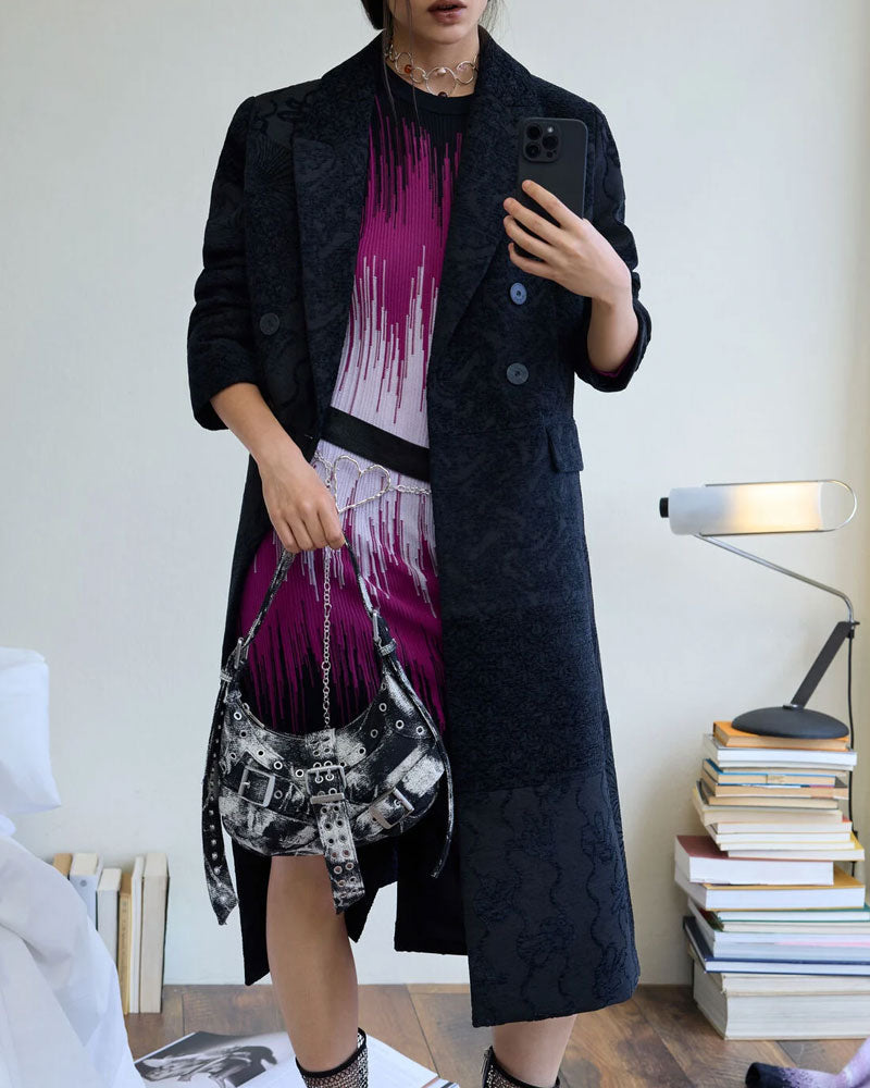 Desigual Cappotto a Trama Colore Nero da Donna