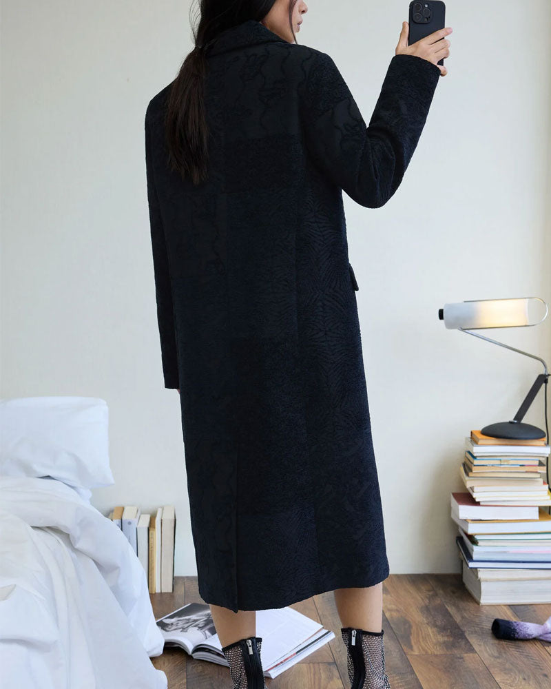 Desigual Cappotto a Trama Colore Nero da Donna