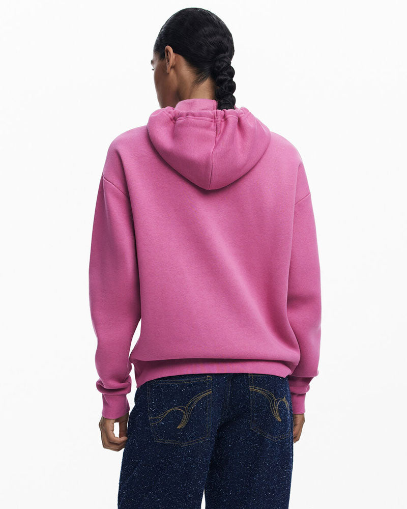 Desigual Felpa Basic con Logo da Donna Colore Rosa