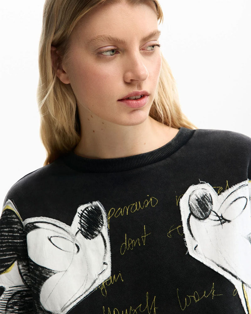 Desigual Felpa Mickey e Minnie Mouse Colore Nero
