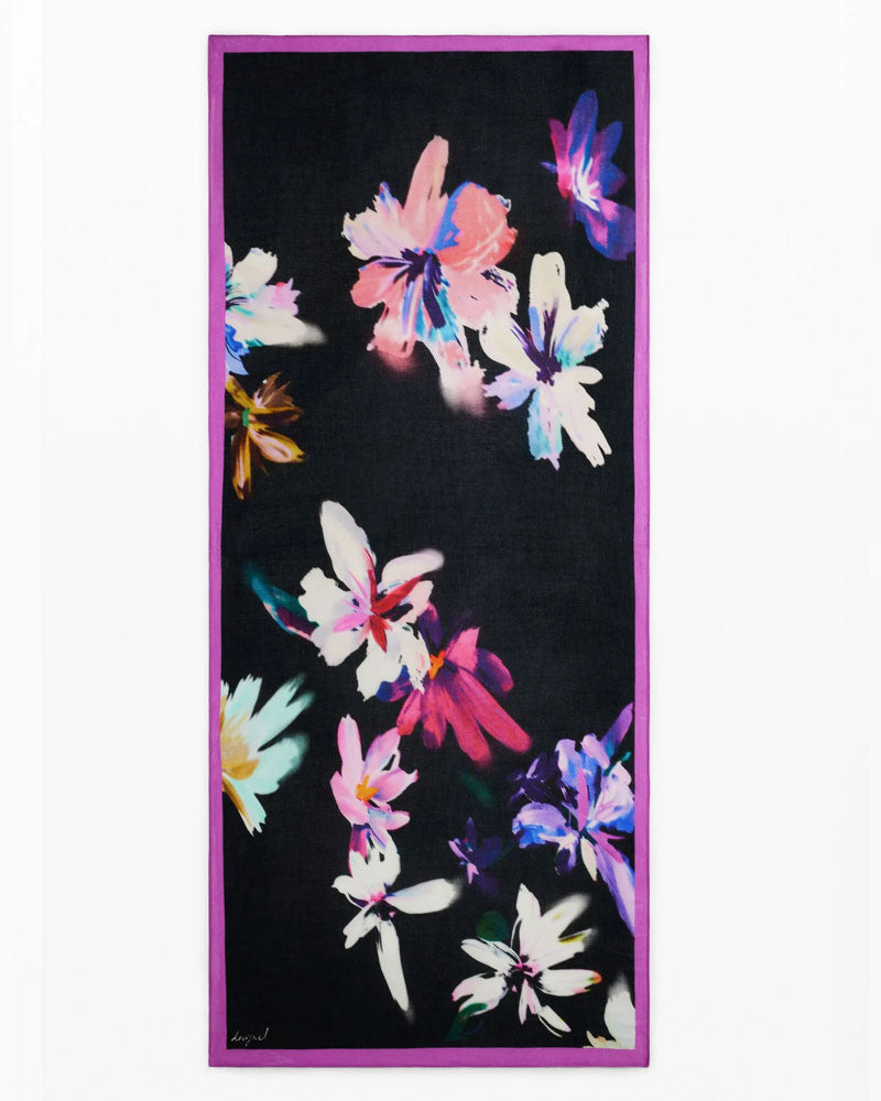 Desigual Foulard Rettangolare a Fiori da Donna Colore Blu