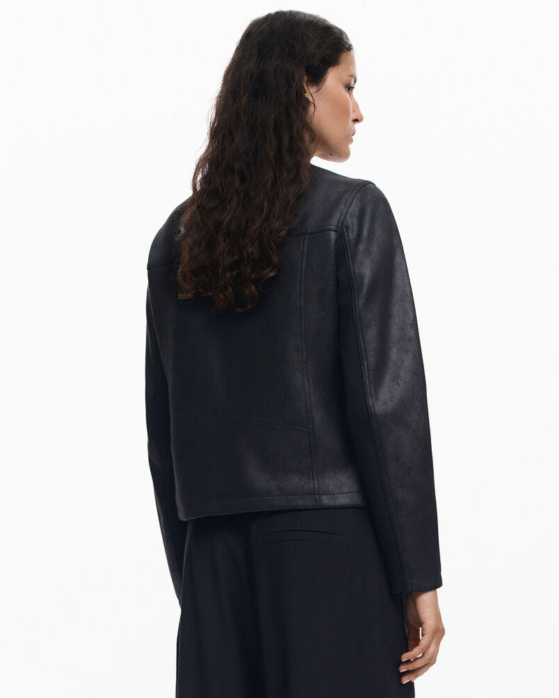 Desigual Giacca Effetto Pelle Combinata da Donna Colore Nero