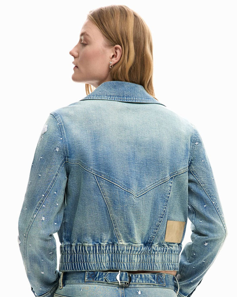 Desigual Giacca Trucker Ricamata in Denim