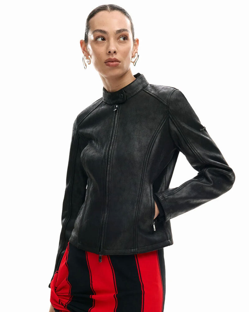 Desigual Giacca con Collo alla Coreana Colore Nero