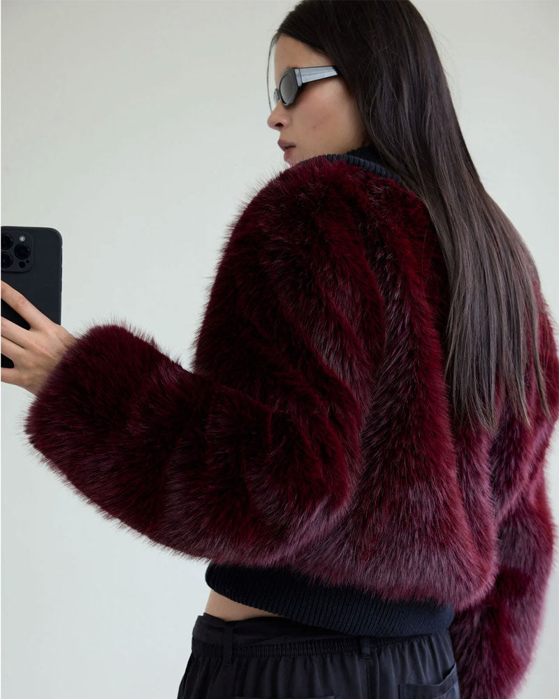 Desigual Giacca in Pelliccia da Donna Colore Lampone