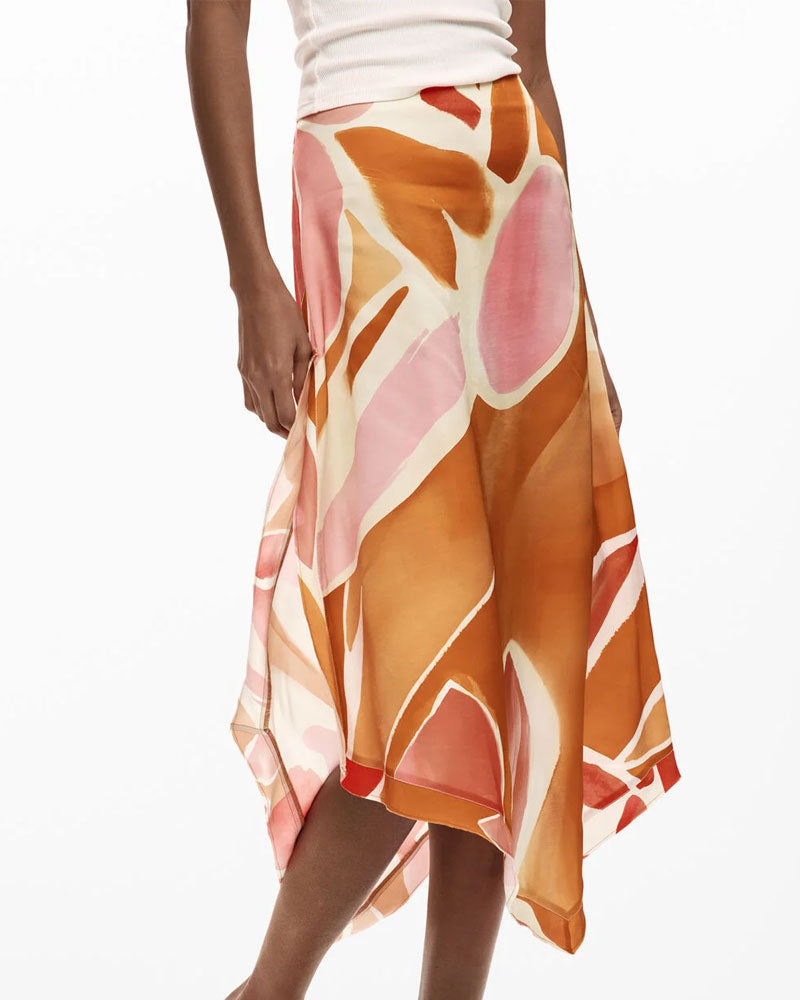 Desigual Gonna Asimmetrica a Petali Colore Arancione