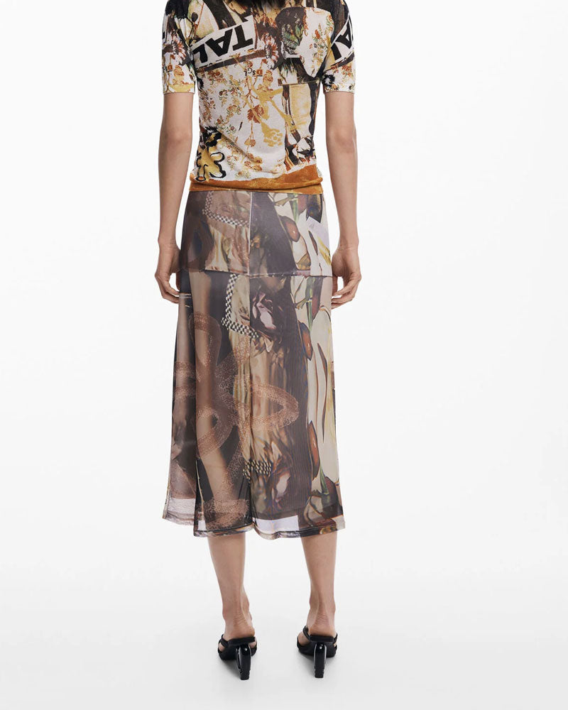 Desigual Gonna in Tulle Collage da Donna Colore Beige