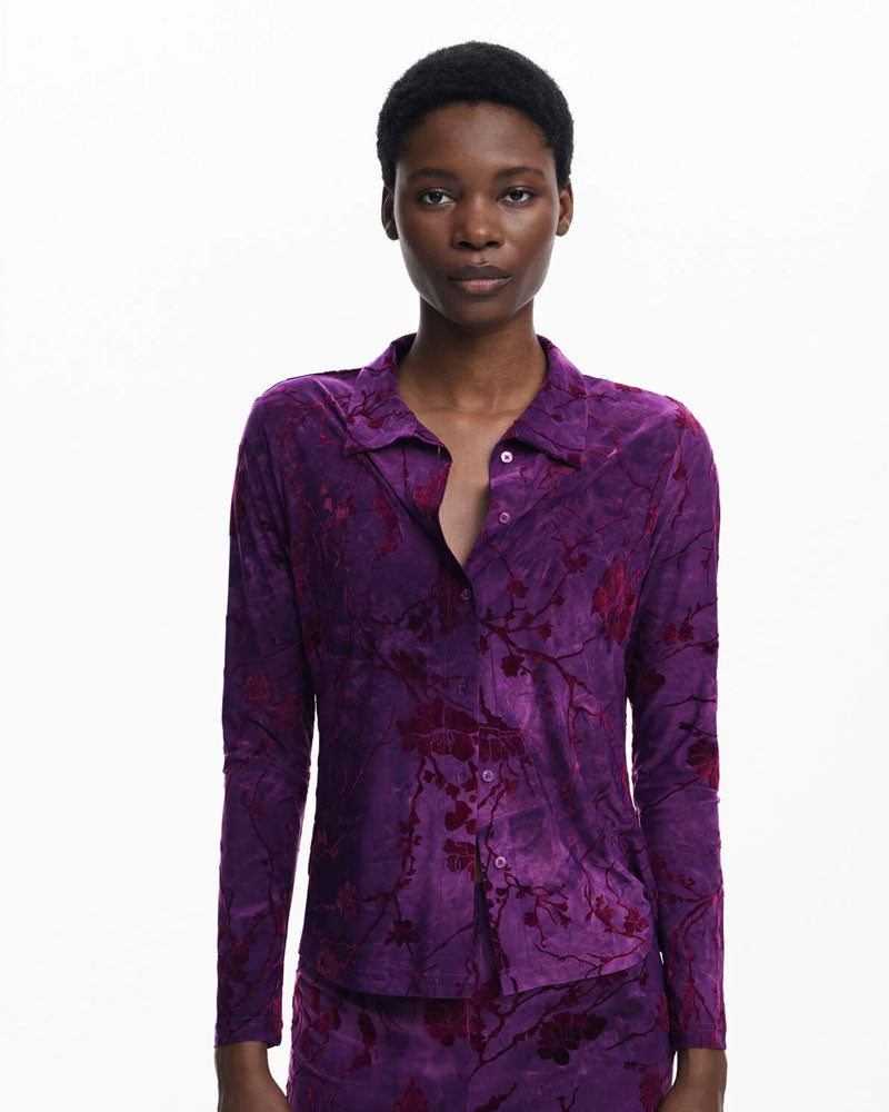 Desigual Maglietta Abbottonata Orientale da Donna Colore Viola