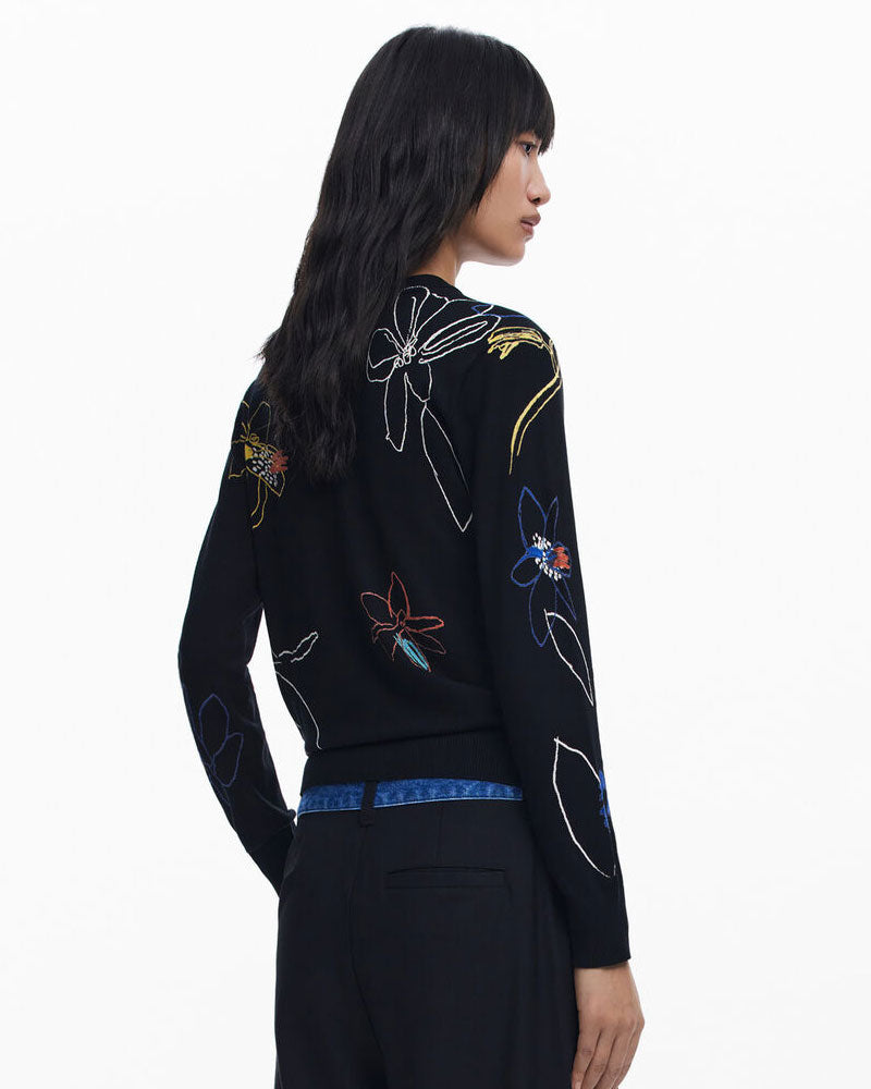 Desigual Maglione Leggero con Tratti Floreali da Donna