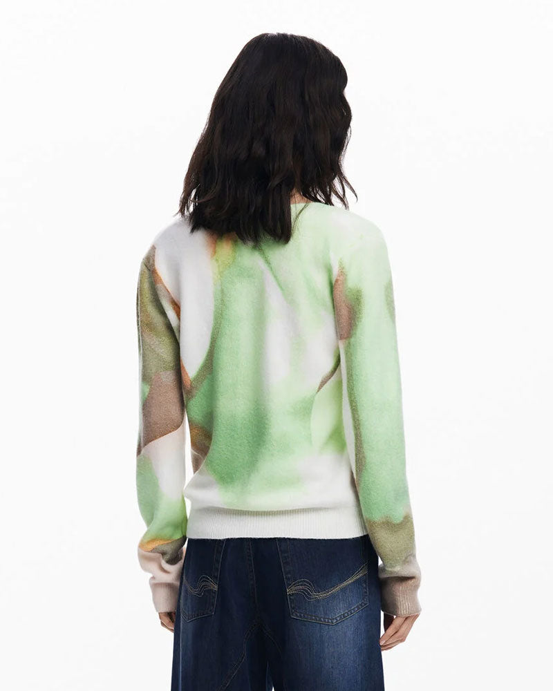 Desigual Maglione Morbido con Scollo a V Colore Verde