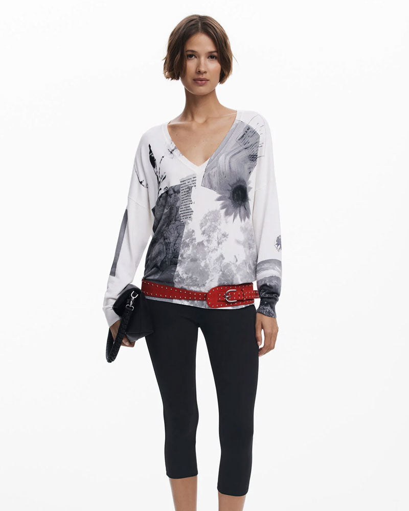 Desigual Maglione Sottile Collage Da Donna