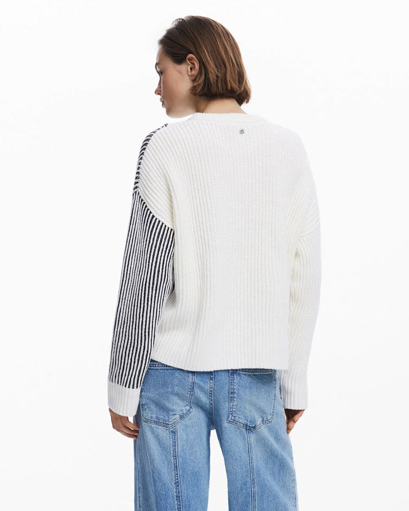 Desigual Maglione a Collo Alto Combinato da Donna Colore Bianco