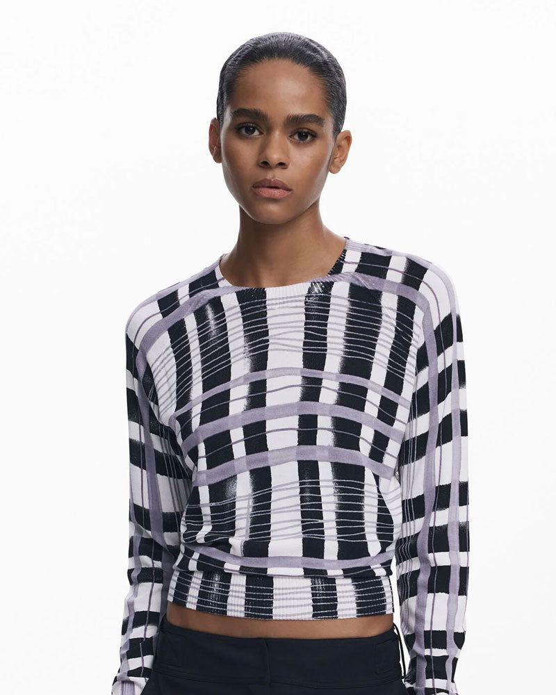 Desigual Maglione a Righe Mikado da Donna Colore Bianco/Nero