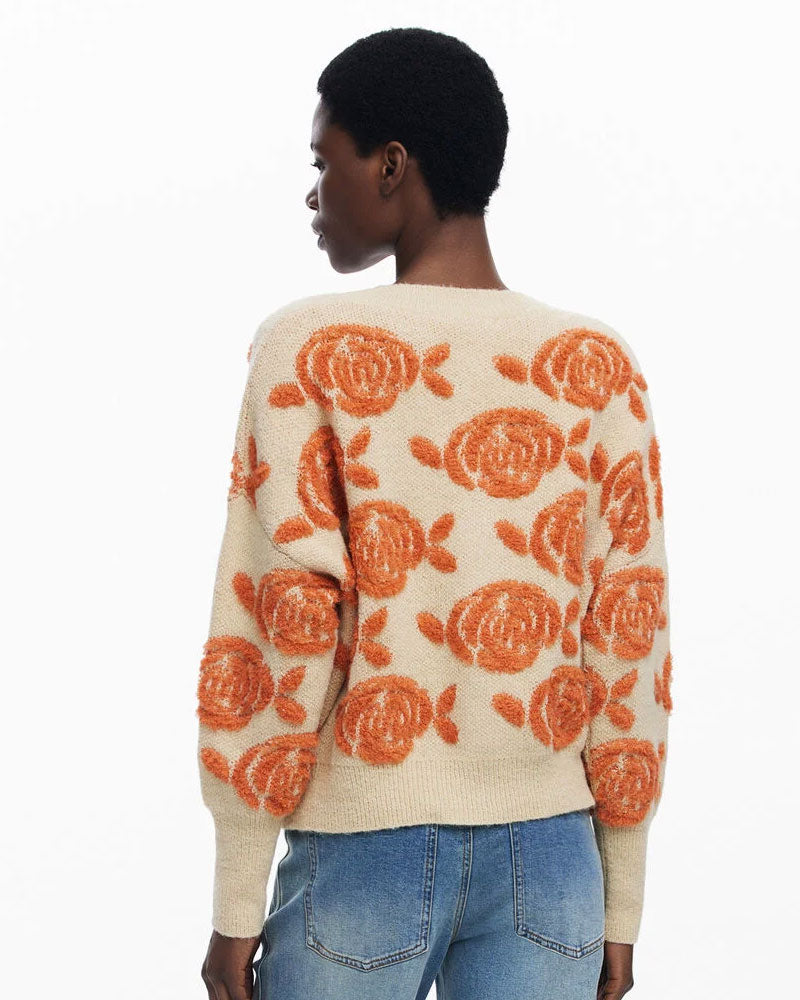 Desigual Maglione con Bottoni Rosa da Donna Colore Beige