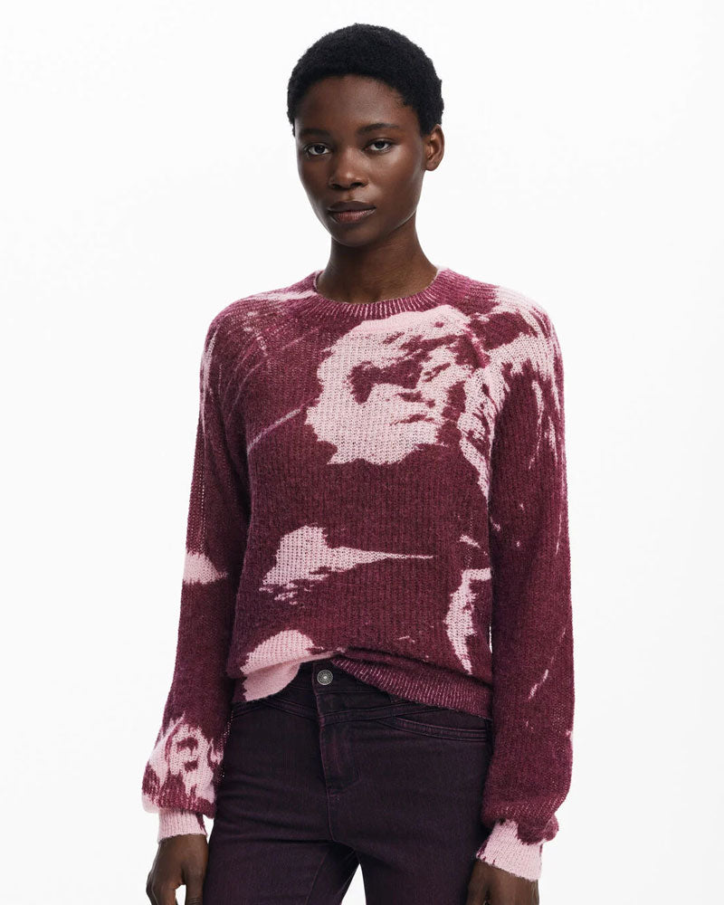 Desigual Maglione con Stampa Arty Girocollo da Donna Colore Rosso