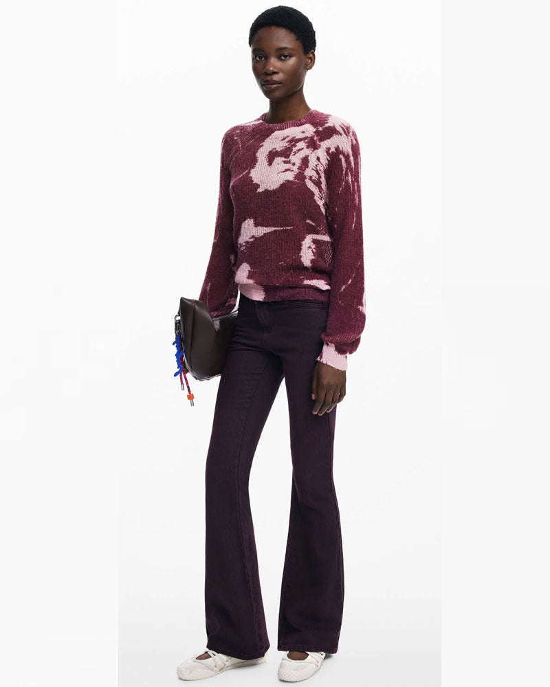 Desigual Maglione con Stampa Arty Girocollo da Donna Colore Rosso 2