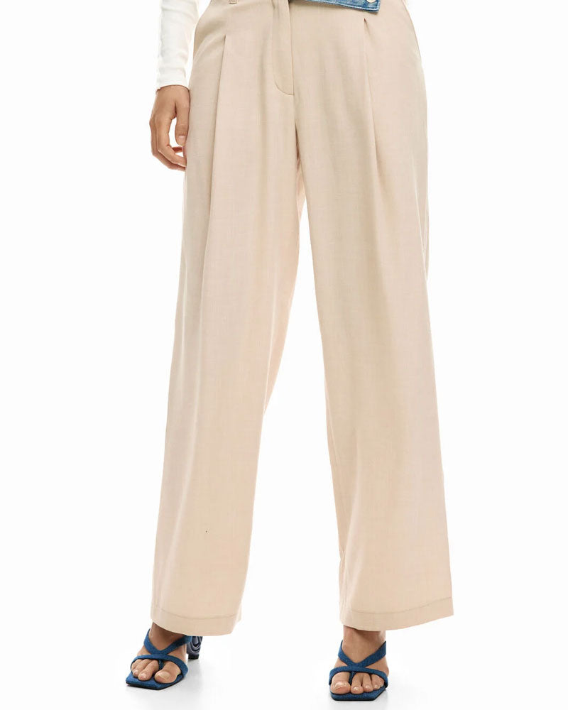 Desigual Pantaloni Lunghi Ibridi Colore Panna