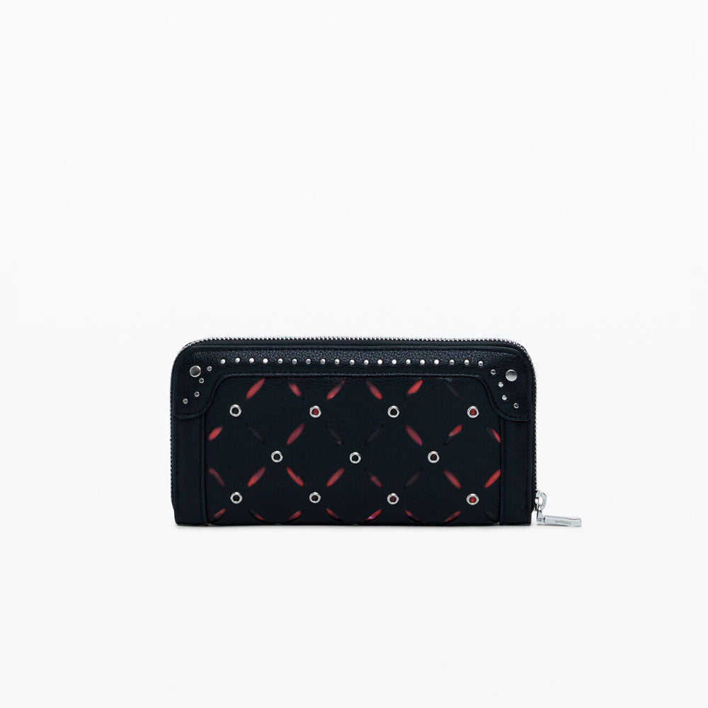 Desigual Portafoglio Traforato con Borchie Grande Colore Nero 3