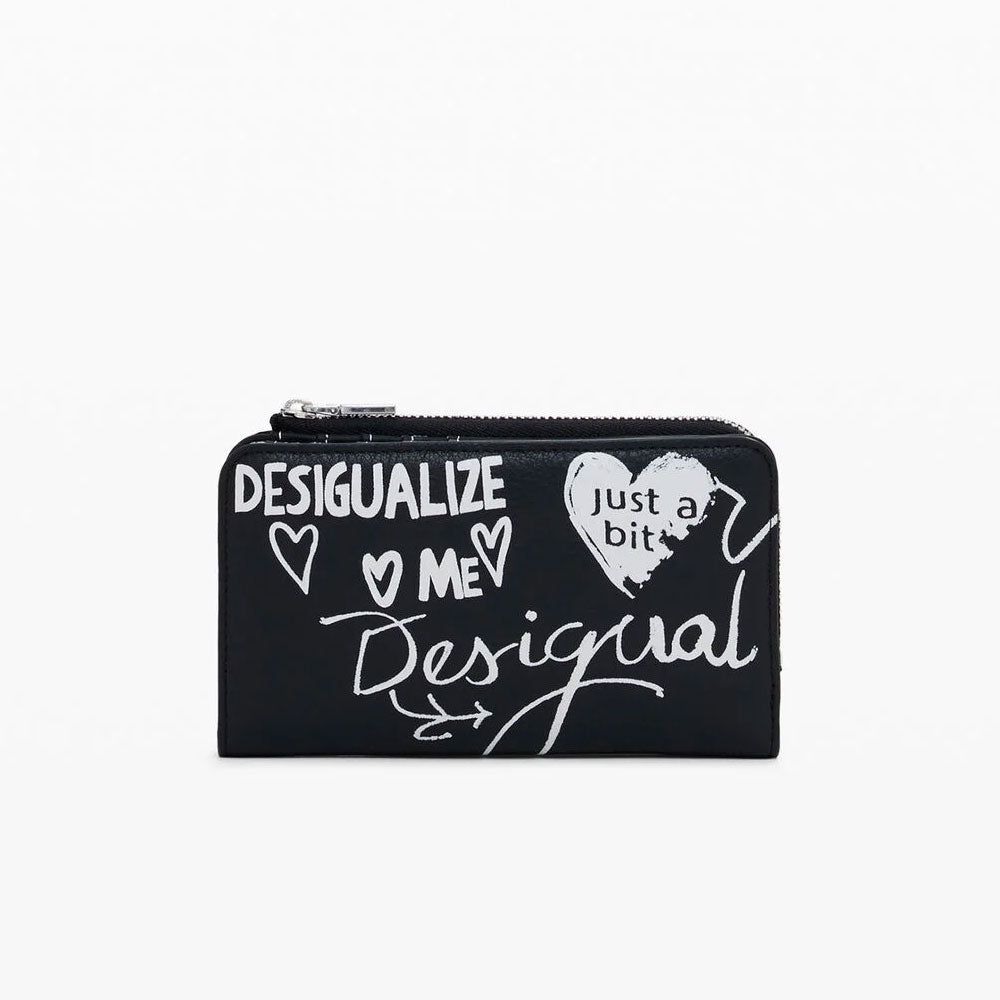 Desigual Portamonete Effetto Pelle Graffiti Medio Colore Nero 3