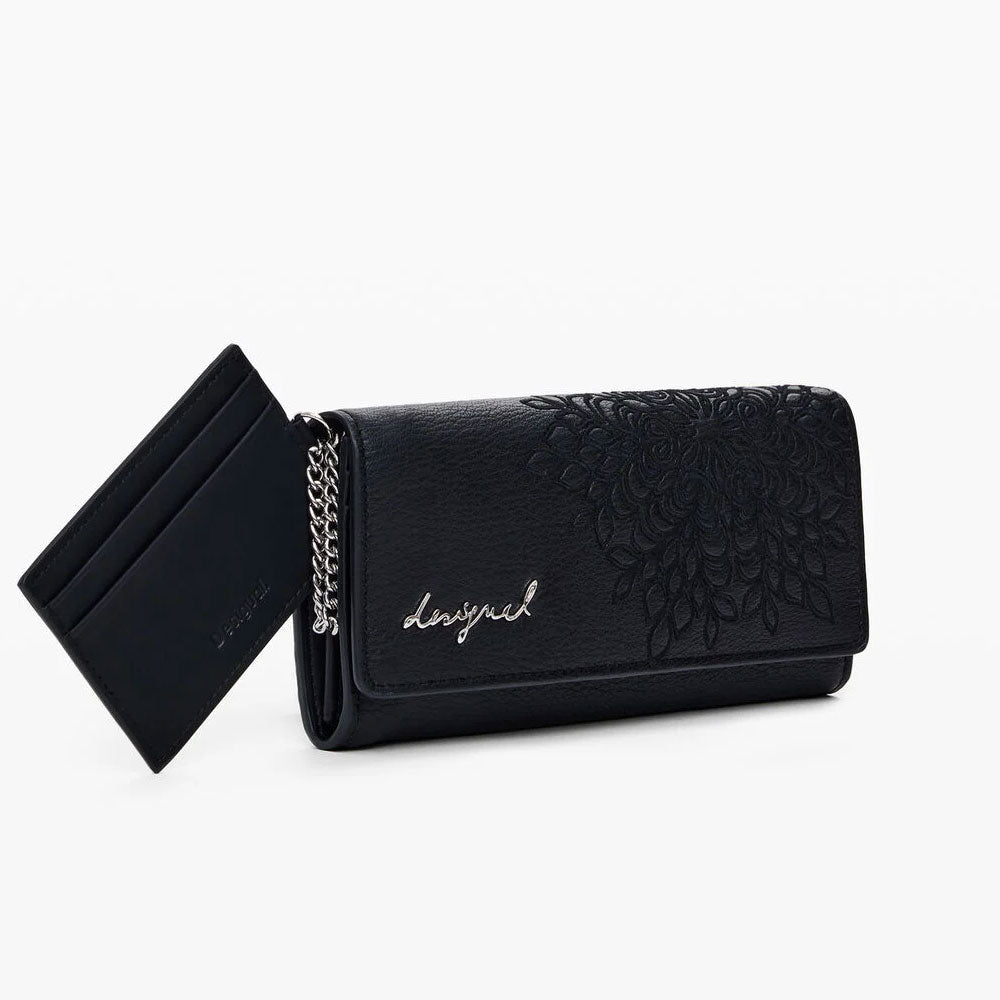 Desigual Portamonete Effetto Pelle Ricamato Medio Colore Nero 3