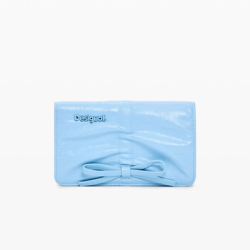 Desigual Portamonete Piccolo con Fiocco Brillante Colore Azzurro