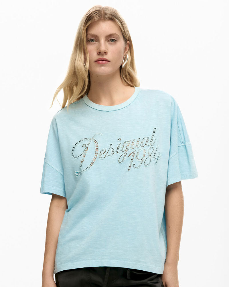Desigual T-Shirt Vintage 1984 Colore Azzurro