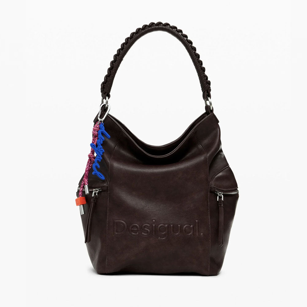 Desigual Zaino Effetto Camoscio con Logo da Donna Colore Marrone