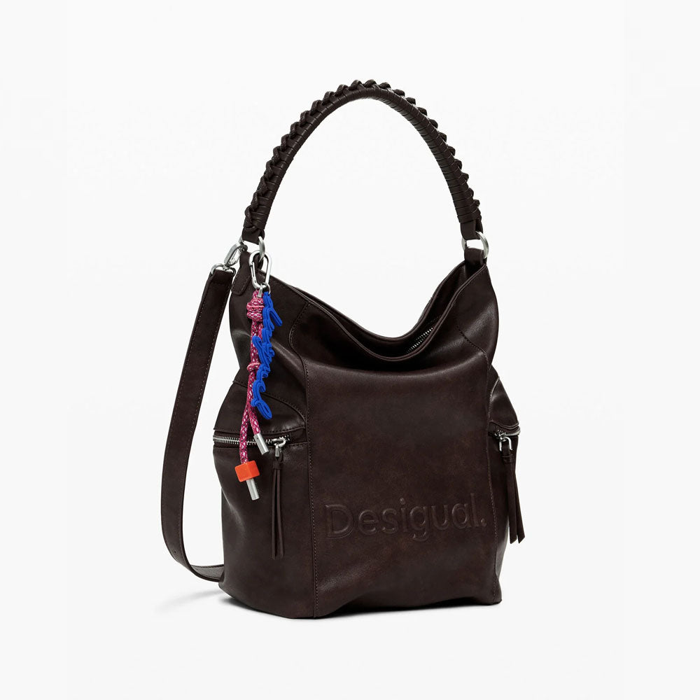 Desigual Zaino Effetto Camoscio con Logo da Donna Colore Marrone 2