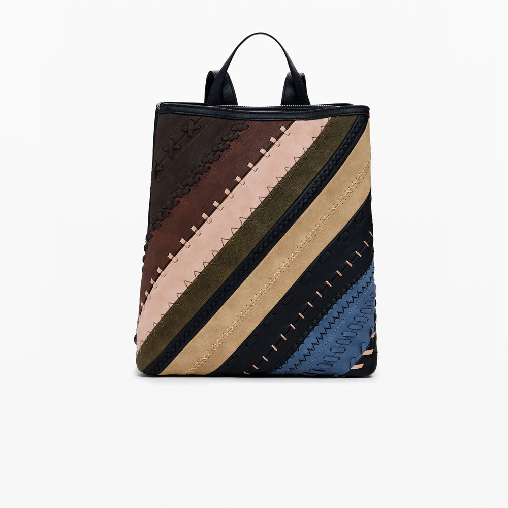 Desigual Zaino Effetto Pelle Cuciture Media Multicolore