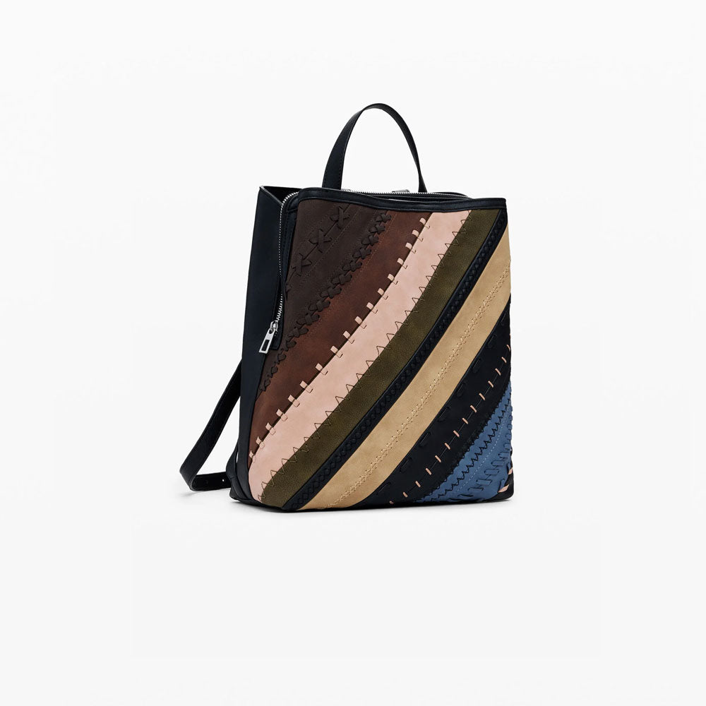 Desigual Zaino Effetto Pelle Cuciture Media Multicolore 2