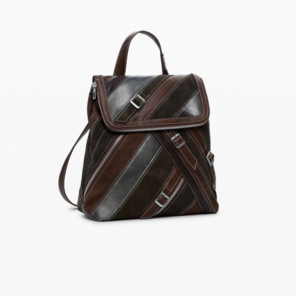 Desigual Zaino Piccolo con Cinghie e Cerniere da Donna Colore Marrone 2