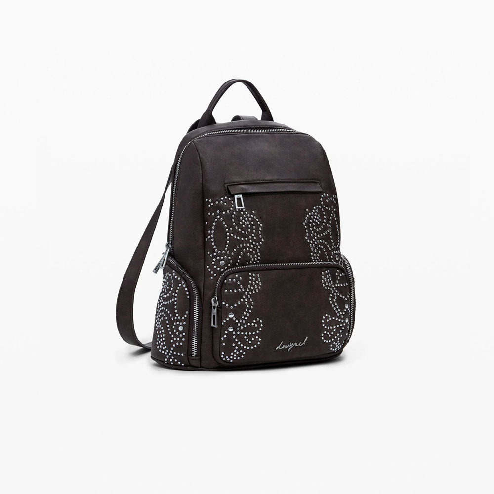 Desigual Zaino Piccolo con Tasche e Borchie Colore Marrone 2