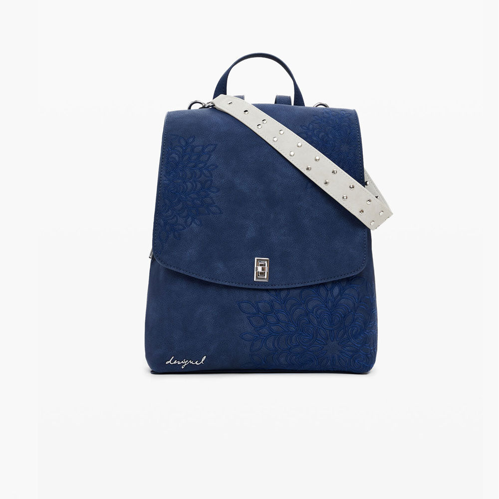Desigual Zaino con Patta Piccola Incisa da Donna Colore Blu