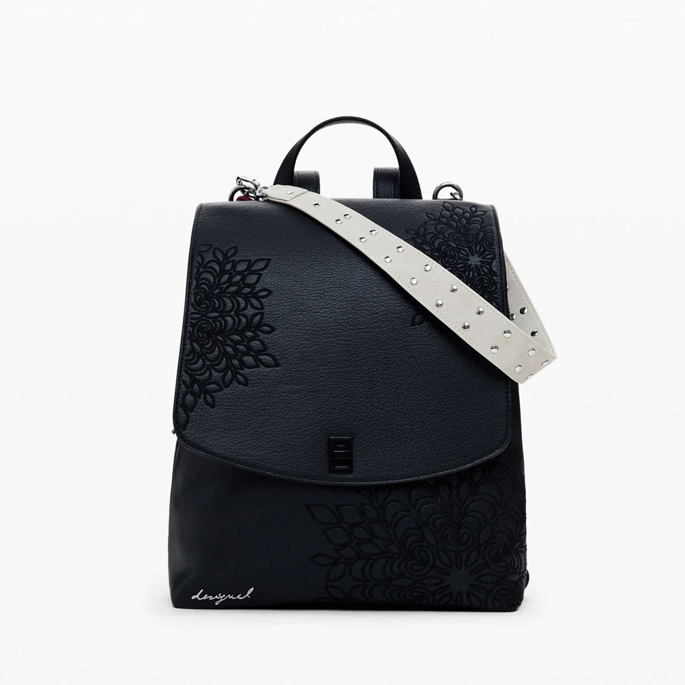 Desigual Zaino con Patta Piccola Incisa da Donna Colore Nero