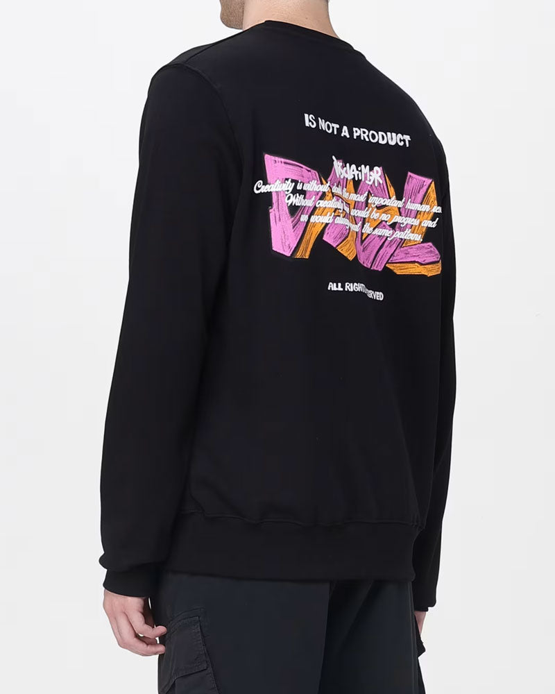 Disclaimer Felpa Girocollo con Stampa da Uomo Colore Nero