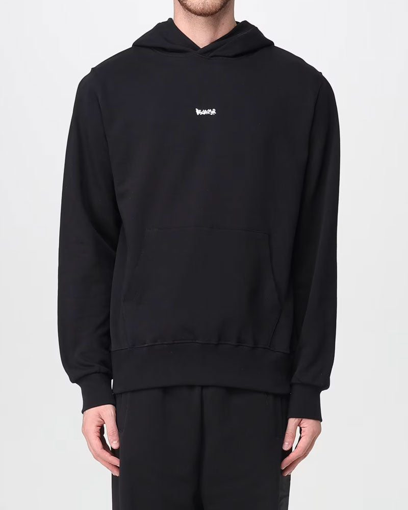 Disclaimer Felpa con Cappuccio e Logo Fronte da Uomo Colore Nero
