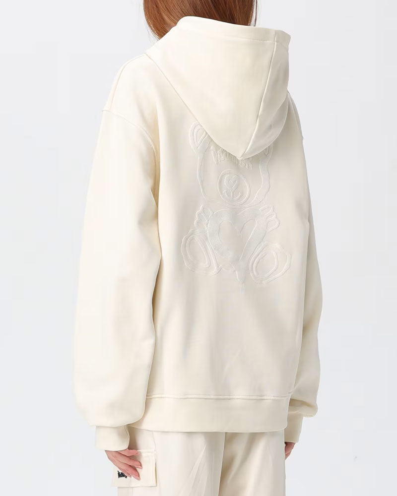 Disclaimer Felpa con Cappuccio in Cotone da Donna Colore Latte