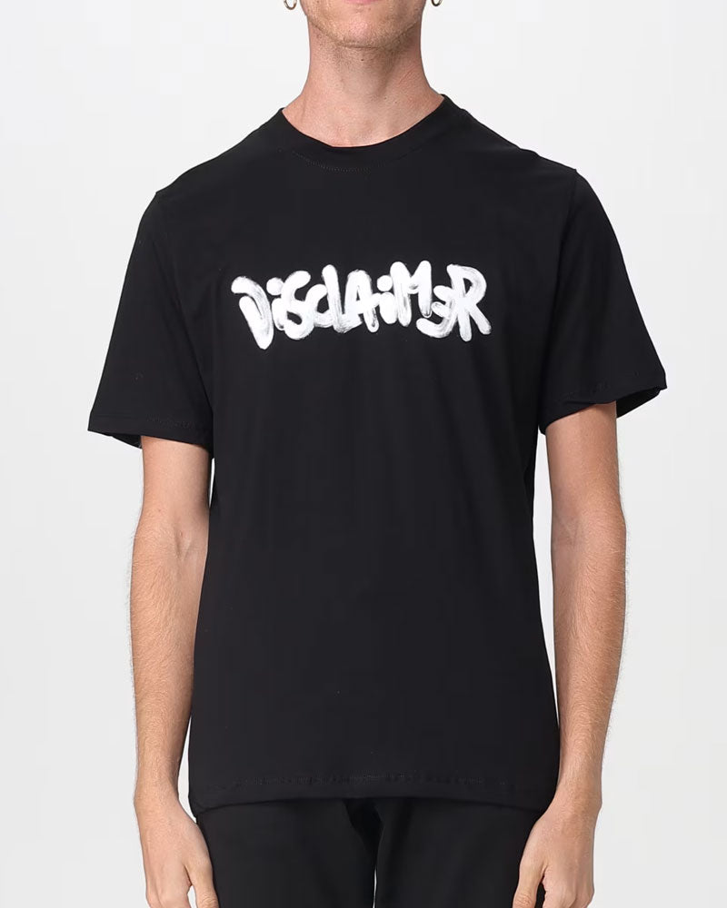 Disclaimer T-Shirt con Logo in Cotone da Uomo Colore Nero