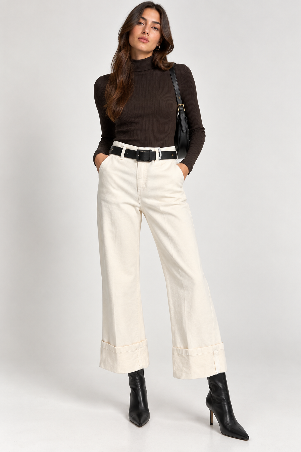 Eco Pantalone con Risvolto Colore Burro