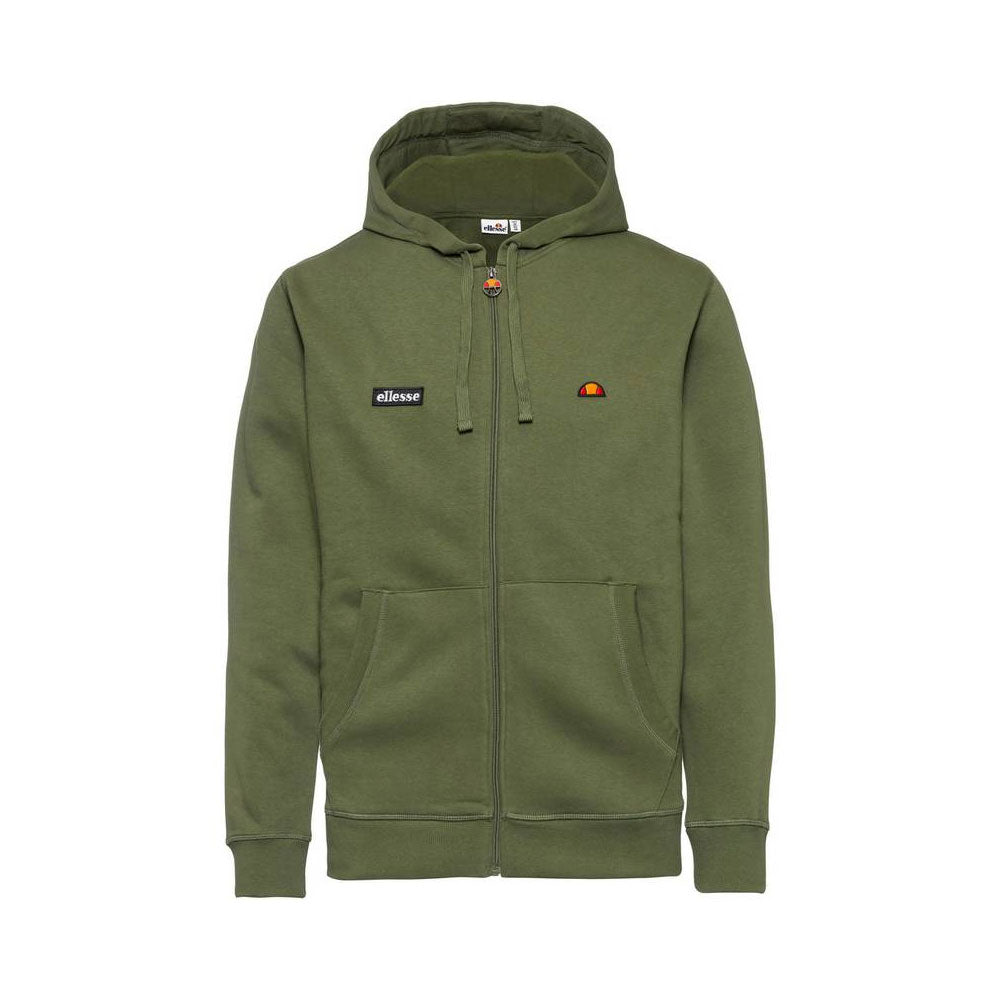 Ellesse Felpa Con Zip e Logo da Uomo Colore Verde Militare