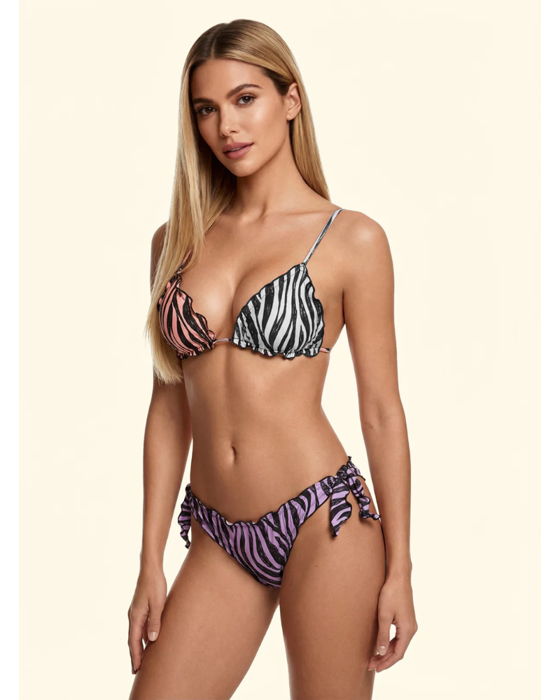 F**K Bikini Donna Triangolo con Slip Regolabile Fantasia