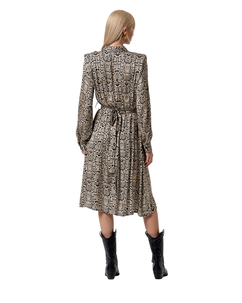 Fracomina Abito Regular Modello Chemisier Midi in Fantasia Animalier