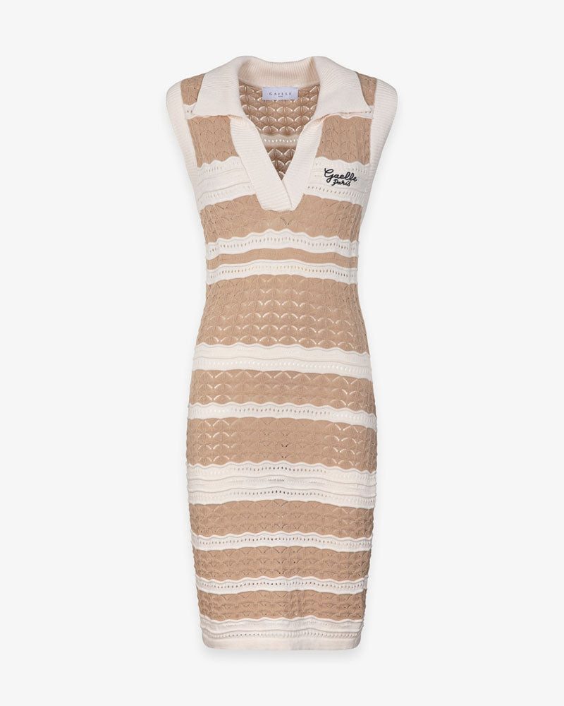 Gaelle Abito in Maglia Collo Polo Colore Beige