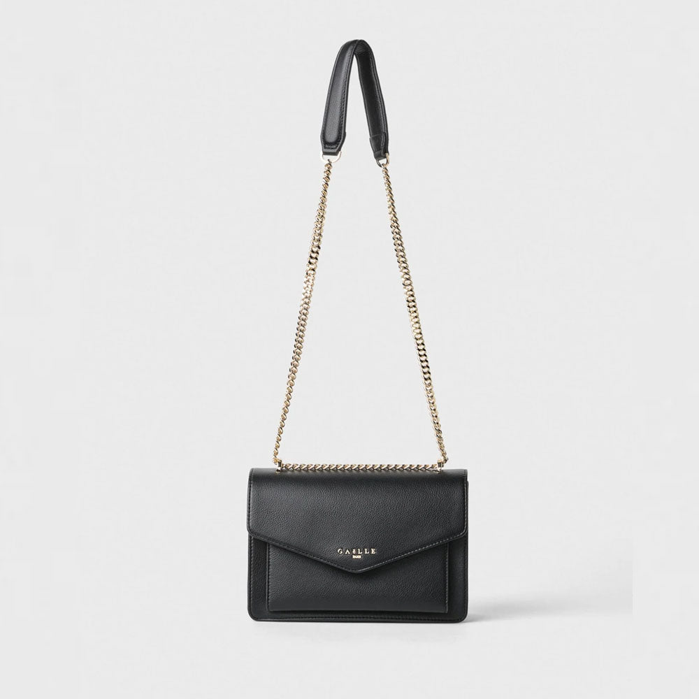 Gaelle Borsa con Tracolla Oro e Logo Colore Nero