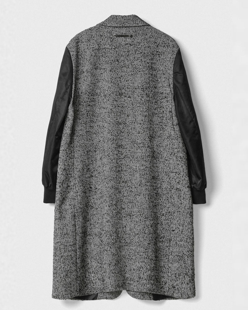 Gaelle Cappotto Over Lungo in Panno e Maniche in Nylon da Donna Colore Nero