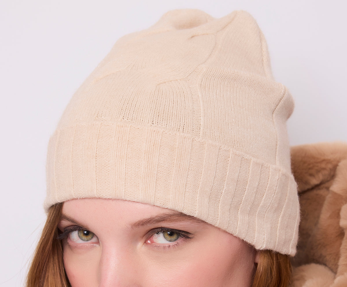 Gaudì Cappello Beanie in Maglia Colore Beige
