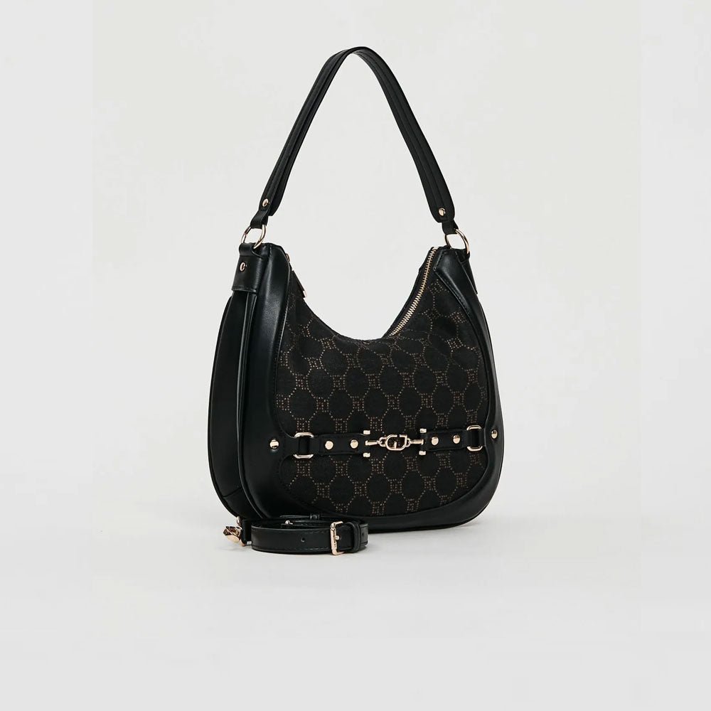 Gaudì Borsa Hobo Large con Logo Jacquard Colore Nero