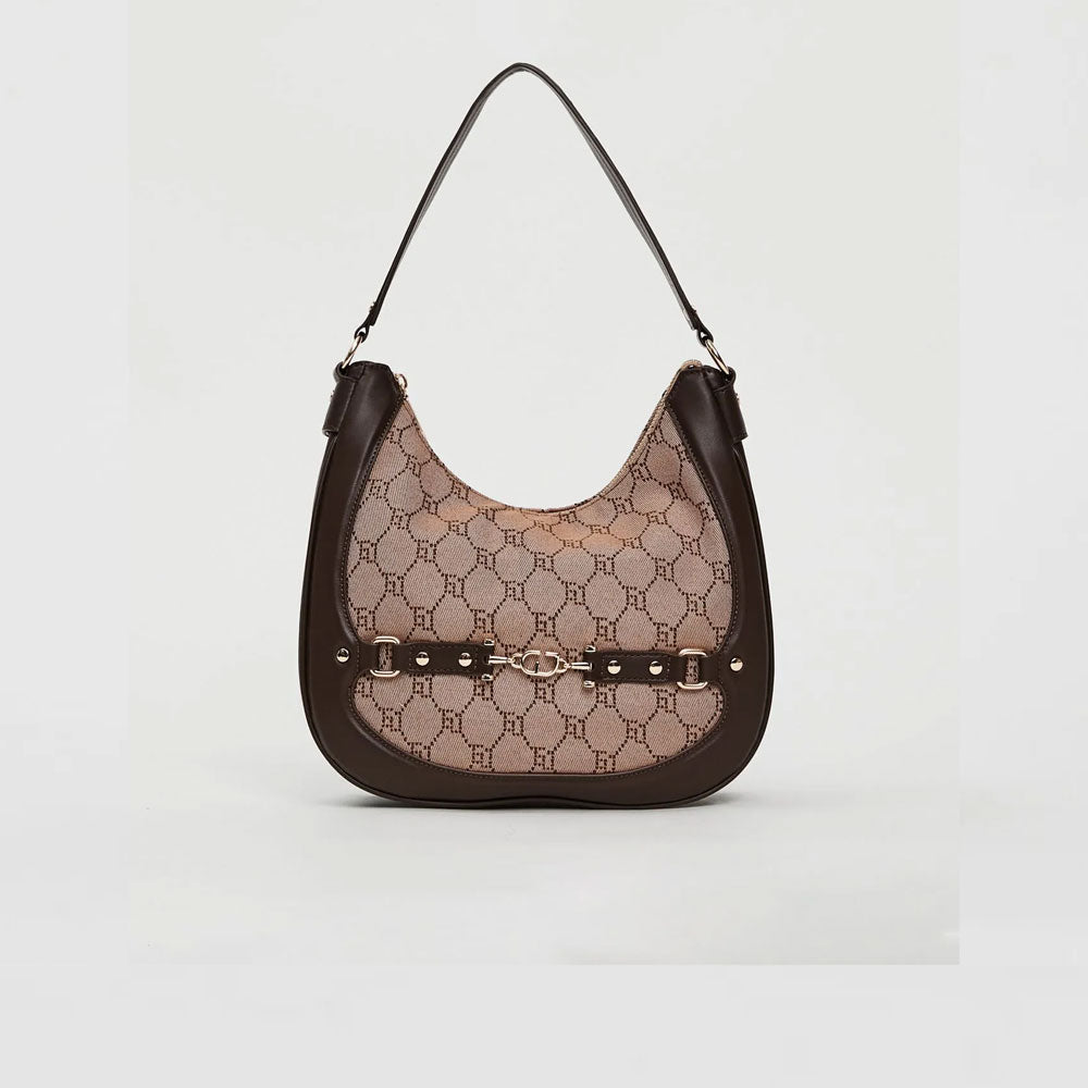 Gaudì Borsa Hobo Large con Logo Jacquard Colore Tan